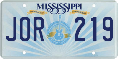 MS license plate JOR219