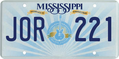 MS license plate JOR221