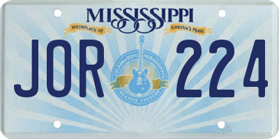 MS license plate JOR224