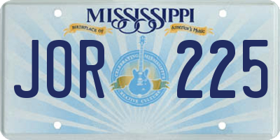 MS license plate JOR225