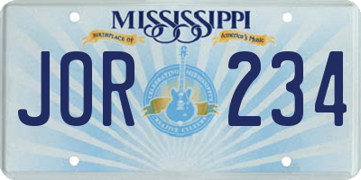 MS license plate JOR234