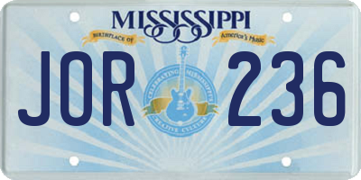 MS license plate JOR236