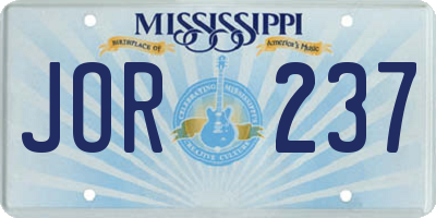MS license plate JOR237