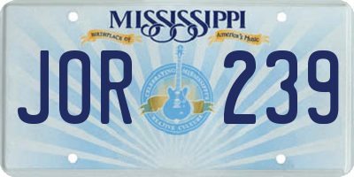 MS license plate JOR239
