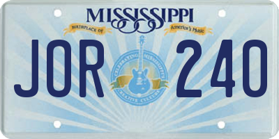 MS license plate JOR240