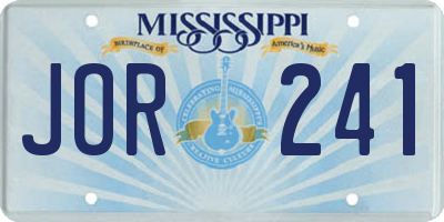MS license plate JOR241