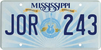 MS license plate JOR243