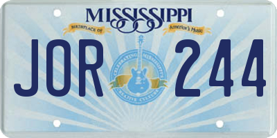 MS license plate JOR244
