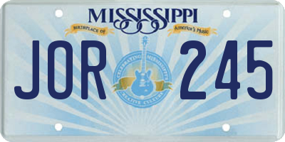 MS license plate JOR245