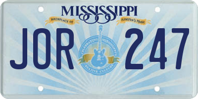 MS license plate JOR247