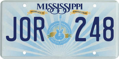 MS license plate JOR248