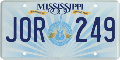 MS license plate JOR249