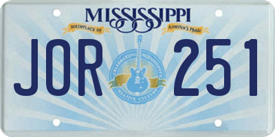 MS license plate JOR251