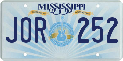MS license plate JOR252