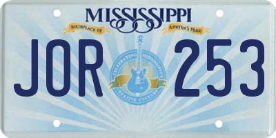 MS license plate JOR253