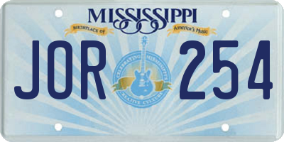 MS license plate JOR254