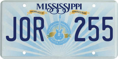 MS license plate JOR255