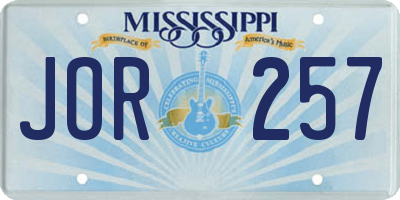 MS license plate JOR257