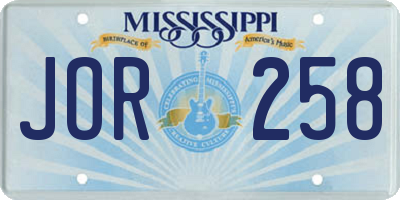MS license plate JOR258