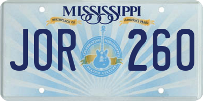MS license plate JOR260