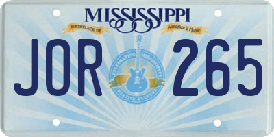 MS license plate JOR265