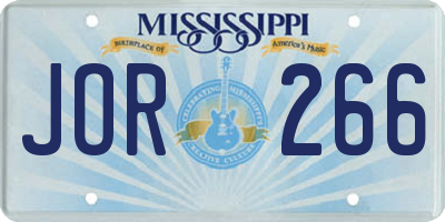 MS license plate JOR266