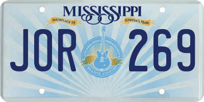 MS license plate JOR269