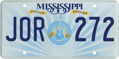 MS license plate JOR272