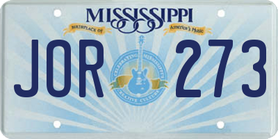 MS license plate JOR273