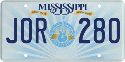 MS license plate JOR280