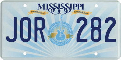 MS license plate JOR282