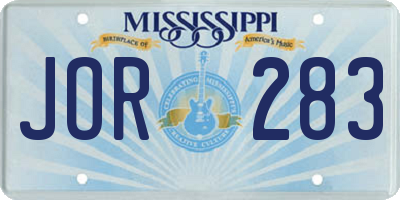 MS license plate JOR283