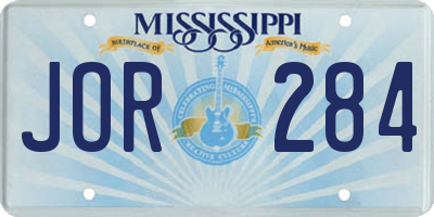 MS license plate JOR284