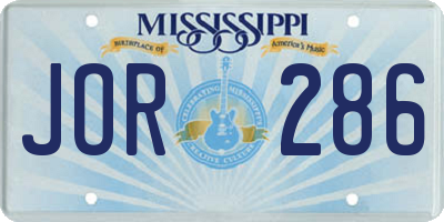 MS license plate JOR286