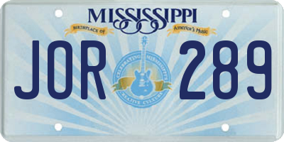 MS license plate JOR289