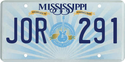 MS license plate JOR291