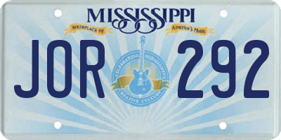 MS license plate JOR292