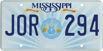 MS license plate JOR294