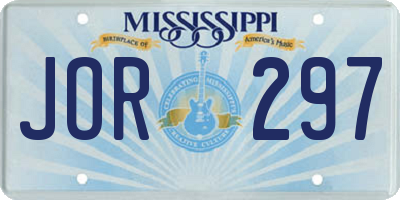 MS license plate JOR297