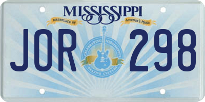 MS license plate JOR298