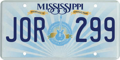 MS license plate JOR299