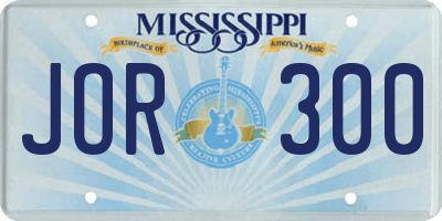 MS license plate JOR300