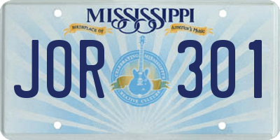 MS license plate JOR301