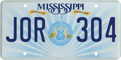 MS license plate JOR304