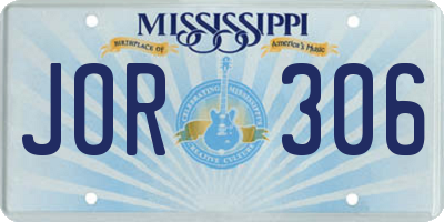 MS license plate JOR306