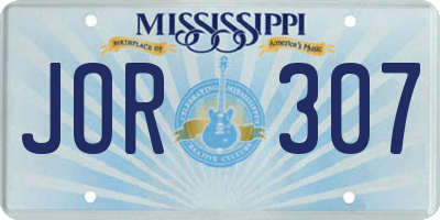 MS license plate JOR307