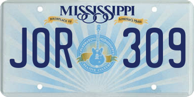 MS license plate JOR309