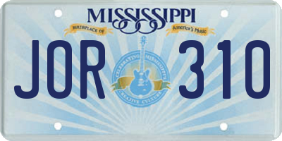 MS license plate JOR310