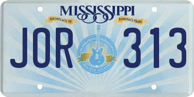 MS license plate JOR313
