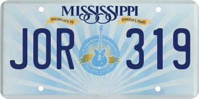 MS license plate JOR319
